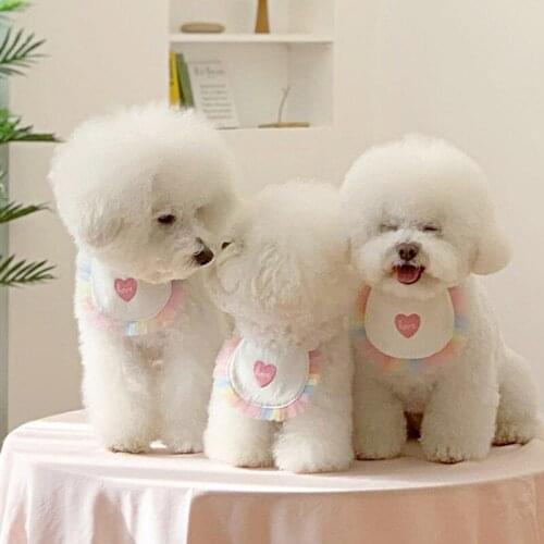 New Adjustable Dog Bibs For Small Dogs Collars Tie Necktie Cat Scarf Puppy Bandanas For Cute Dog Cat Love Bibs