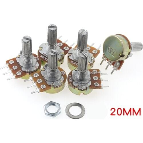 5PCS Single Potentiometer WH148 B 1K 2K 5K 10K 20K 50K 100K 250K 500K 1M L20MM