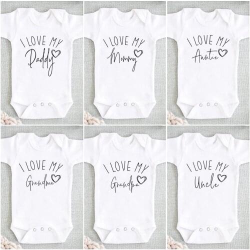 I Love My Daddy/Mommy/Grandma/Grandpa Newborn Baby Bodysuits Cotton Baby Boys Girls Onesies Rompers Baby Shower Gifts