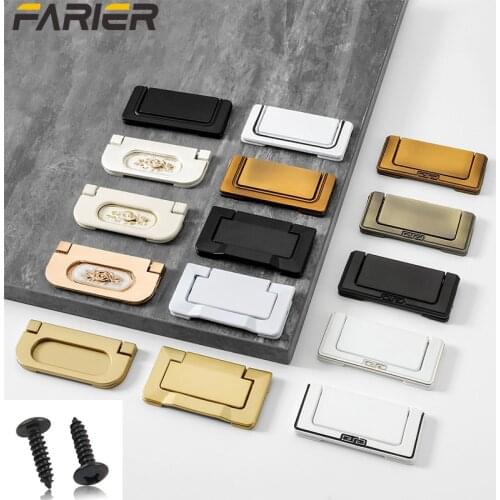 Simple flat concealed buckle drawer cabinet handle invisible flat-mounted gusset furniture hardware aluminum alloy handle