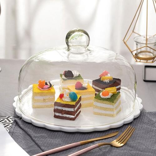 1 Set Transparent Cake Glass Cover Tray Kit Cake Display Glass Lid Tray Cake Glass Inventory Pastry Bread Cover Dust Proof