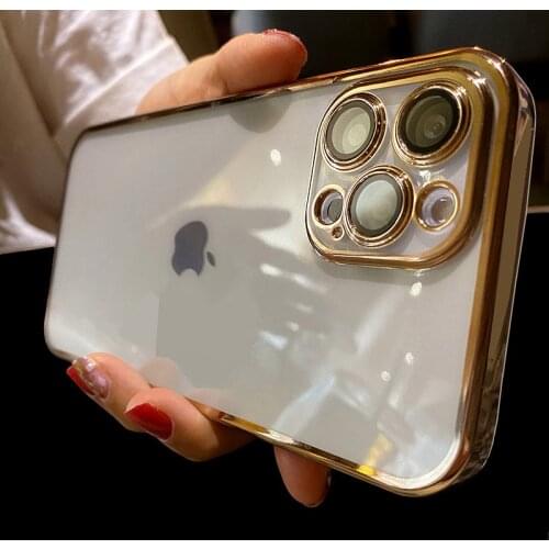 Become for iPhone 12 11 Pro Max Mini Classic Phone Case for iPhone X XS XR 7 8 Plus SE2 Clear Square Plating Soft Silicone Cover