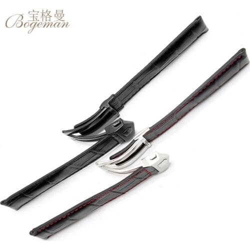 Genuine leather bracelet 20mm 22m watchband mens wristwatches band accessories watch belt fold buckle leather watch strap