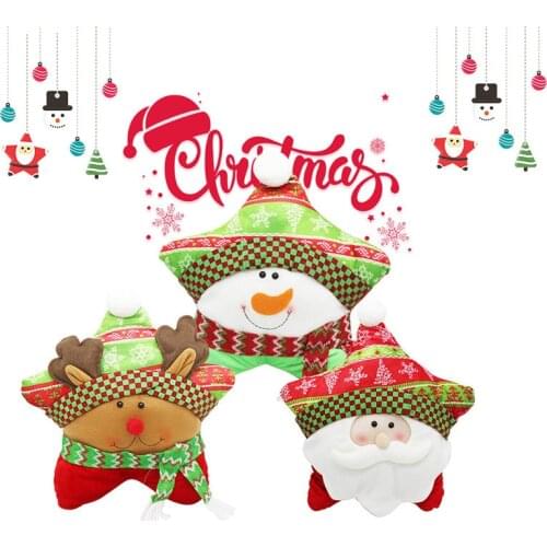 Christmas Pillow Non-Woven Printed Five-Pointed Star Pillow Christmas Home Accessories Living Room Supplies Decoration U3