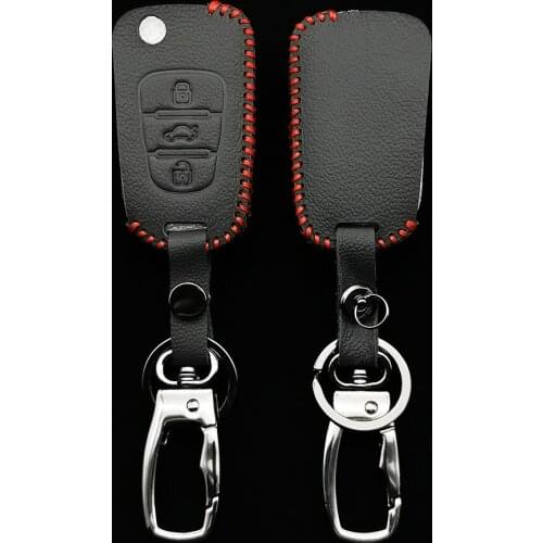 For Hyundai I20 I30 IX35 I35 Accent Kia Picanto Sportage K5 Fashion Leather Car Key Cover 3 Buttons Flip Folding Remote Key Case