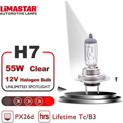 LIMASTAR 10PCS/SHRINK WRAPPED H7 LED CAR ACCESSORIES HALOGEN BULB CLEAR HEAD LIGTING CAR LAMP 12V 55W Super White 6000K