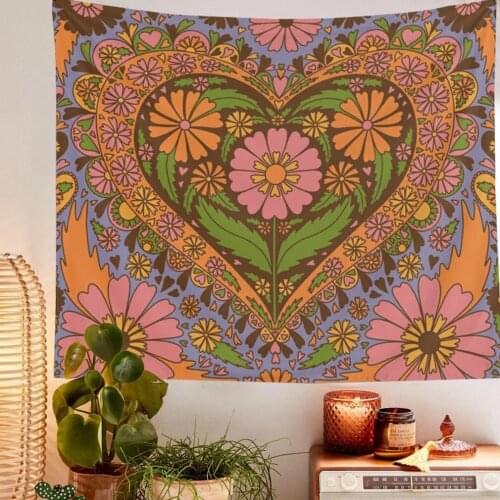 Vintage Flower Tapestries Hanging 80S Retro Wall Decor Tapestries Bedroom Drom Room 90S Floral Heart Wall Decor Tapestry