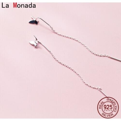 La Monada Dangling Hanging Earrings For Women Silver 925 Woman Butterfly Long Korean Drop Earrings Minimalist Female Jewelry