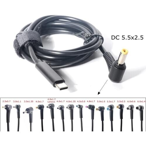 USB Type C PD Charging Cable Cord USB C To DC Power Adapter Jack Converter to 14 Plug Male for Lenovo Asus Hp Laptop Charger