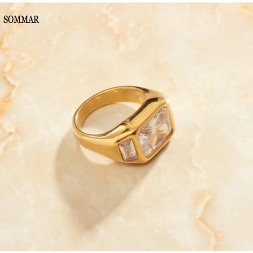 SOMMAR Design Gold Vermeil size 6 7 8 engagement ring for women Large simulation Moissanite Jewelry on the neck prices in euros