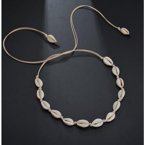 Boho Shells Neckalce For Women Summer Beach Conch Shell Choker Black White Rope Collar Chain Natural Seashell Necklaces jewelry