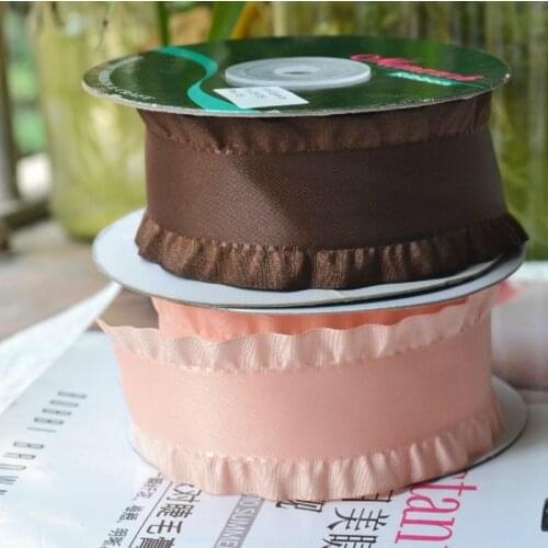 1 1/2 inch SATIN DOUBLE RUFFLE RIBBON 20YARDS- HAIR BOW CLIP