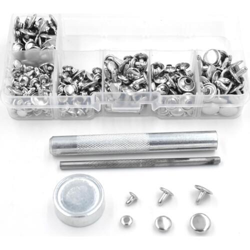 150 sets of rivets and tool kits. Silver double-sided rivets. Metal buttons. Press button. Luggage nails. Clothing & Accessories
