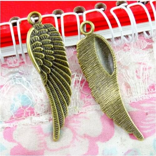 20pcs 49x14.1mm Antique Bronze Plated Wings Handmade Charms Pendant DIY for bracelet necklace
