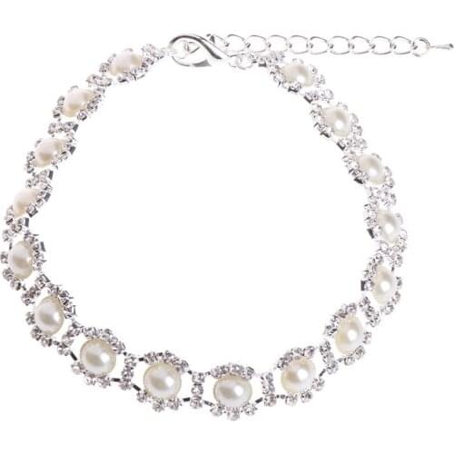 2018 NEW Pet Dog Cat Diamond Necklace Rhinestone Pearl Collar Adjustable Outdoor Identify Jewelry Puppy Kitten Accessories