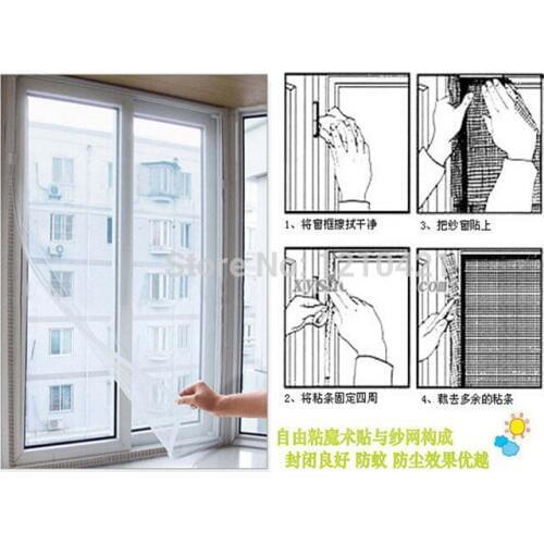 5PCS 150x200cm Large DIY Self Adhesive Sticky Summer Anti-mosquito Window Screen Net Mesh Curtain For Home Office