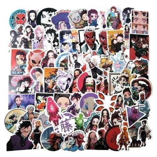 70Pcs Demon Slayer:Kimetsu no Yaiba Stickers For Suitcase Skateboard Laptop Luggage Fridge Phone Car Styling Decal Sticker