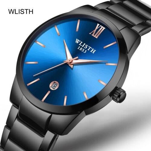 WLISTH New Luxury Mens Watch Full Steel Business Watches Fashion Quartz Wristwatch Waterproof Date Male Clock Relogio Masculino