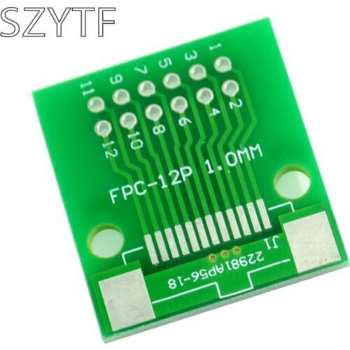 FPC 12PIN adapter board FFC turn 2.54mm DIP TFT LCD seat 1mm 0.5mm pitch 10pcs/bag