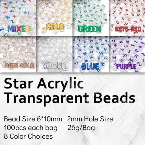 BLUESTAR Mixed Letter Acrylic Beads Clear Flat Alphabet Beads For Jewelry Making Handmade Diy Bracelet Girl Jewelry
