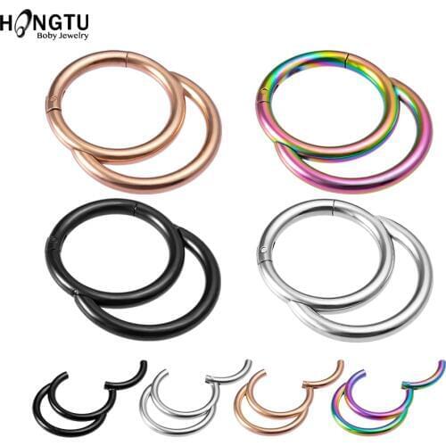 1-4PC Surgical Steel Hinged Segment Nose Ring 16g&18g Ear Cartilage Tragus Daith Earrings Labret Nipple Clicker Piercing Jewelry