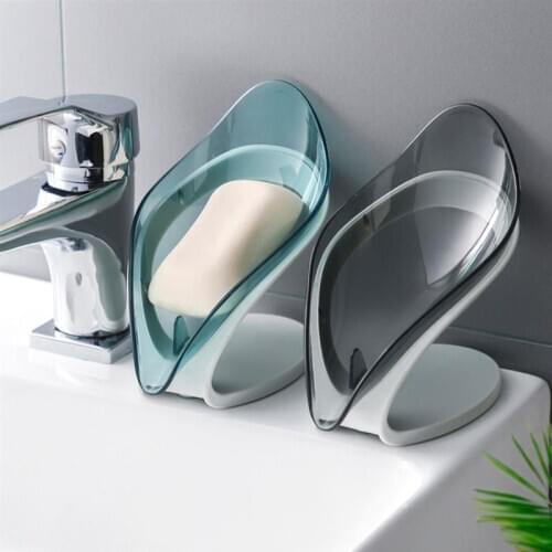 Leaf Shape Soap Box Non-Slip Drain Soap Holder Box Bathroom Shower Soap Holder Dish Storage Plate Tray Bathroom Supplies