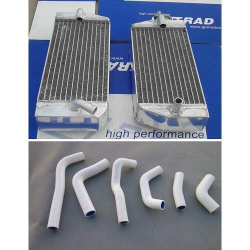 L&R aluminum alloy radiator for Honda CRF450R CRF 450 R 2002 2003 2004 02 03 04 with white hose