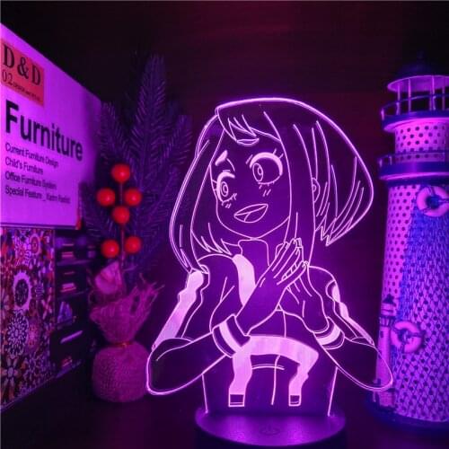 My Hero Academia OCHACO URARAKA Visual 3d Night Lights Boku no Hero Academia Lamp Christmas Gift Anime Figures Girl Led Lampara