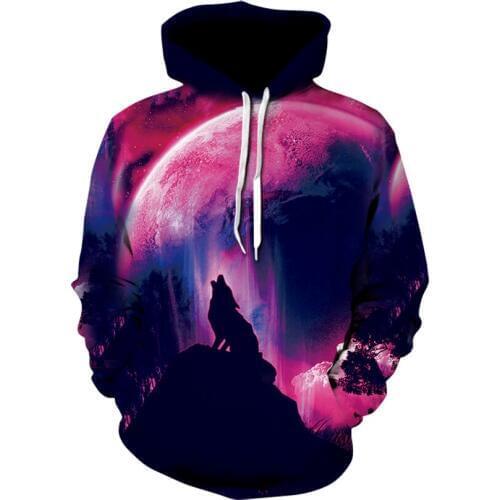 2019 New Wolf hoodie mens hoodie fall/winter hip hop hoodie casual brand 3D Wolf hoodie suspenders