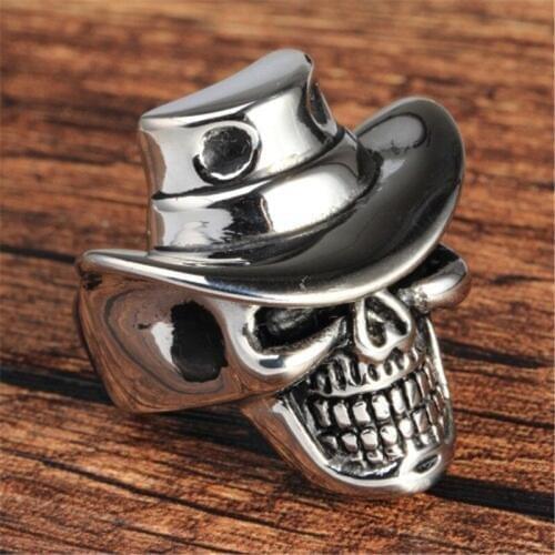 Stainless steel ring Mens accessories wholesale Alternative cowboy hat skull ring
