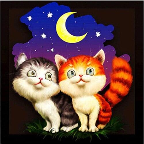 Cartoon Animals Cats DIY 11CT Cross Stitch Embroidery Kits Needlework Craft Set Cotton Thread Printed Canvas Home Sell