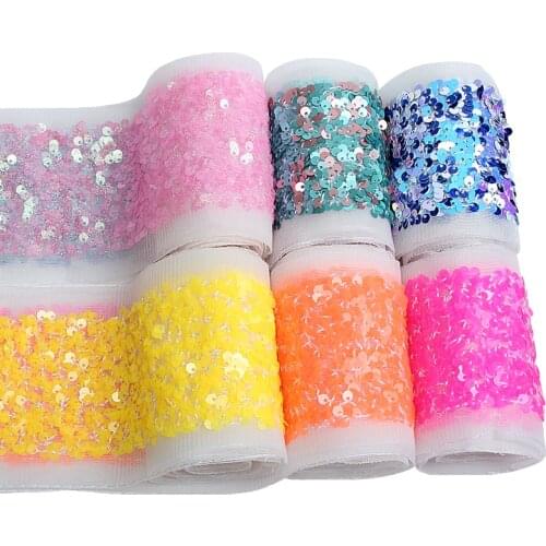 3inch 75mm new tulle sequin ribbon