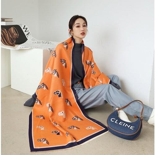 New vintage printed Women Scarf Pashmina Lady Shawls Headband Tassel Cashmere-like Winter Scarf Warm Female Wraps Bandana D259