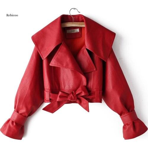 Spring Autumn New Products Fashion Big Lapel Versatile Locomotive Pu Leather Jacket Female