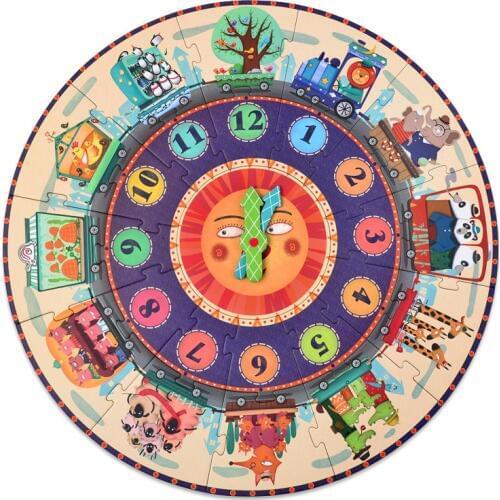 Number & Pattern Matching Clock Puzzles for Toddlers Time Cognitive Montessori Materials Puzzle Brian Educational Toys for Kids