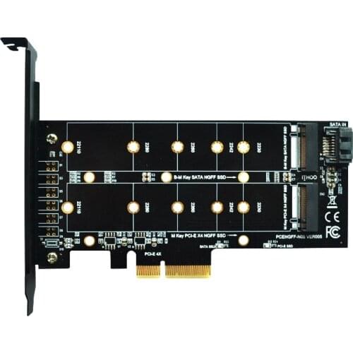 PCIE to M2 Adapter M2 SSD NVME M Key M.2 NGFF B Key SATA Port to PCI Express 3.0 x4 Raiser Card Suppor 2280 2260 2242 2230 22110