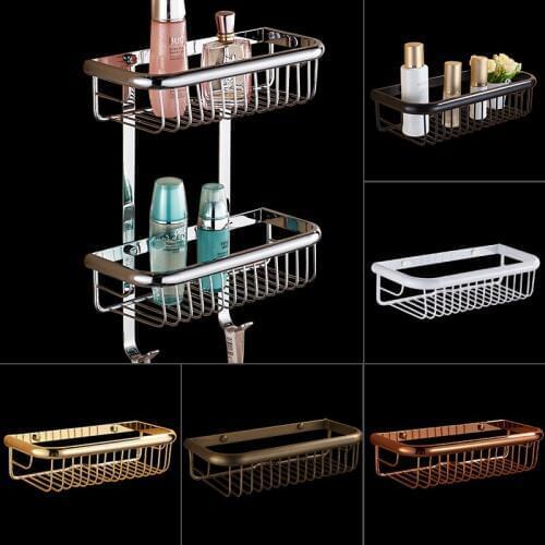 Bathroom Shelf Gold/Chrome/Rose Gold Brass Shower Shampoo Soap Cosmetic Shelf Bathroom Accessories Storage Organizer Rack Holder