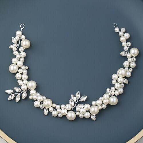 Luxury Fashion Wedding Headband Pearl Crystal Flower Bride Headdress Romantic Elegant Ribbon Hair Ornament Wedding Jewelery