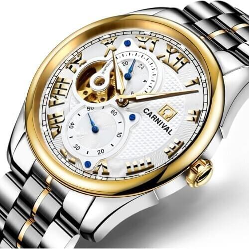 Switzerland Luxury Brand Watch Men Carnival Watches Men Skeleton Luminous Sapphire reloj hombre Waterproof Mens Watch C8718G-1