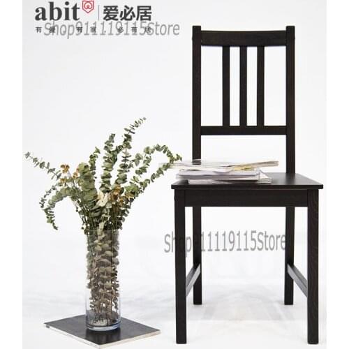 Modern Simple Dining Chair Nordic Solid Wood Chair Household Adult Back Chair Creative Fashion Restaurant Black Wood Chair