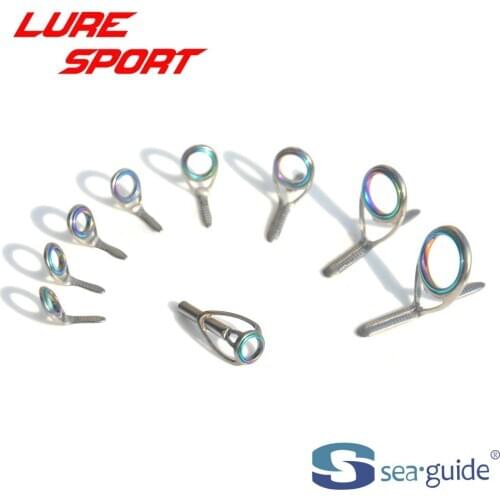 Titanium Frame Guide and Top set Rainbow ring 9pcs Cast Guides set Rod Building Component Pole Repair DIY Accessory Seaguide