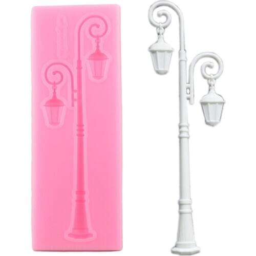Vintage Street Lamp Silicone Mold DIY Light Cake Border Fondant Molds Cake Decorating Tools Candy Clay Chocolate Gumpaste Moulds