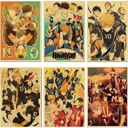 Vintage Japanese Anime Haikyuu!! Retro Poster Kraft Paper High Quality Art Print Wall Stickers for home/bar decoration
