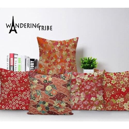 Vintage Tropical Jungle Flower Pillow Cover Plant Red Blue Cushions Case Flower Cushion Cases Home Decor Sofa Car Pillows Cojin