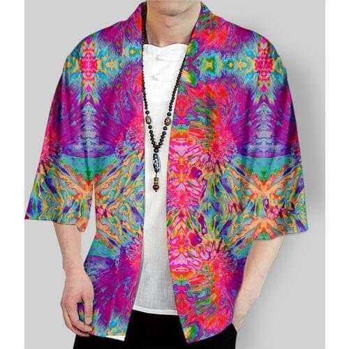 Tie Dye 3D Printing Japanese Kimono Haori Yukata Cosplay Women/Men Fashion Summer Casual Short Sleeve Streetwear Jackets Clothes