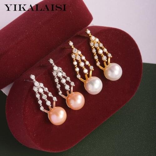 YIKALAISI 925 Sterling Silver Earrings Jewelry For Women 8-9mm Oblate Natural Freshwater Pearl Earrings 2021 New Wholesales