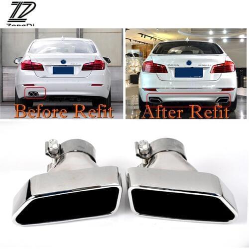 ZD 2PCS Car-styling For BMW F10 F18 5 Series 2013 2014 Chrome 304 Stainless Steel Car Exhaust End Tips Muffler Pipe Accessories