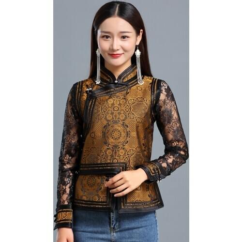 Women silk national Style Jackets Summer Traditional Tang Suit Tops lace Sleeve ethnic costume elegant Oriental Asia Clothes