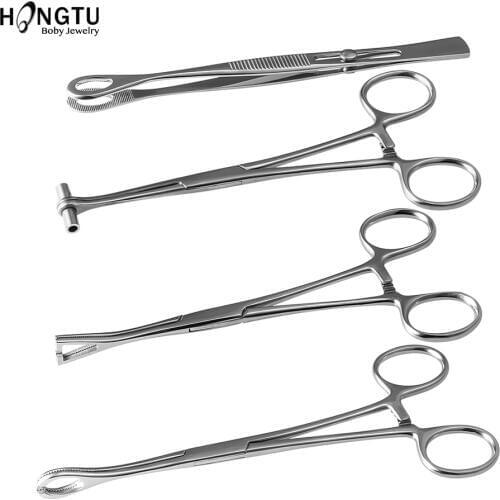 1pc Tattoo Supplies Stainless Steel Body Piercing Pliers Clip Tool Ear Lip Navel Nose Tongue Septum Forceps Clamp Tattoo Supplie
