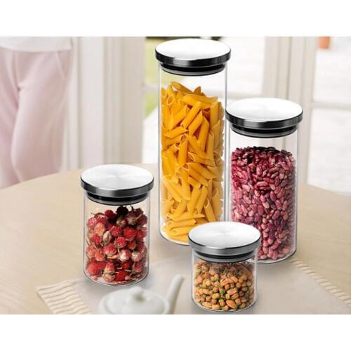 1PC Glass Sealed Storage Bottles For Spices Food Storage Container Moisture-proof Kitchen Confectioner Sealed Cans JO 1049